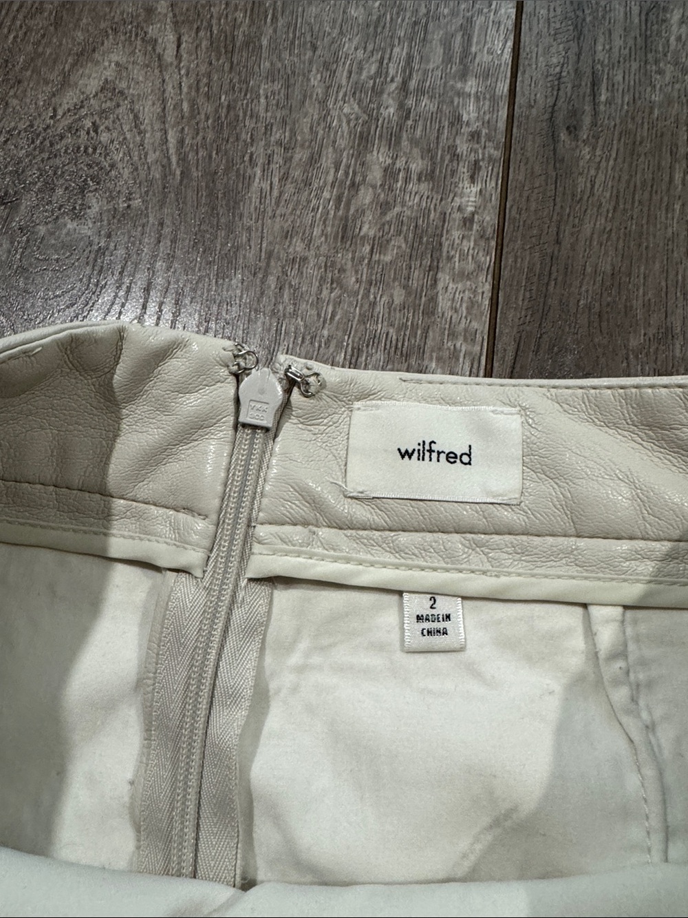 Aritzia Wilfred cream faux leather mini skirt 2 - Picture 2 of 3